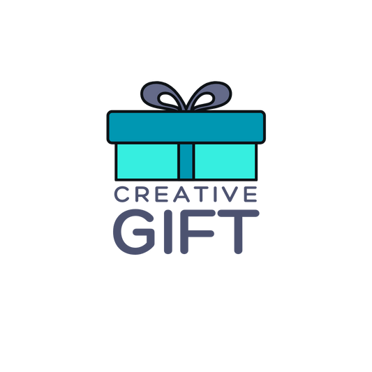 Logo of the best custom gift shop Pakistan featuring a blue gift box with ribbon and creative gift text