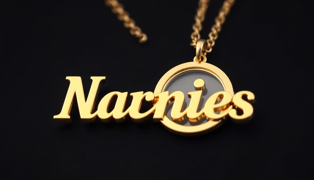 Gold personalized name locket necklace on a chain showing how to make personalized name lockets