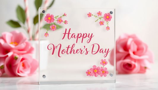 Happy Mother's Day card with pink flowers surrounded by roses, perfect for best personalized gifts for mom