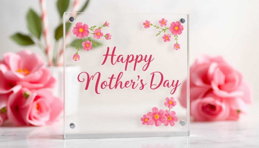 Happy Mother's Day card with pink flowers surrounded by roses, perfect for best personalized gifts for mom