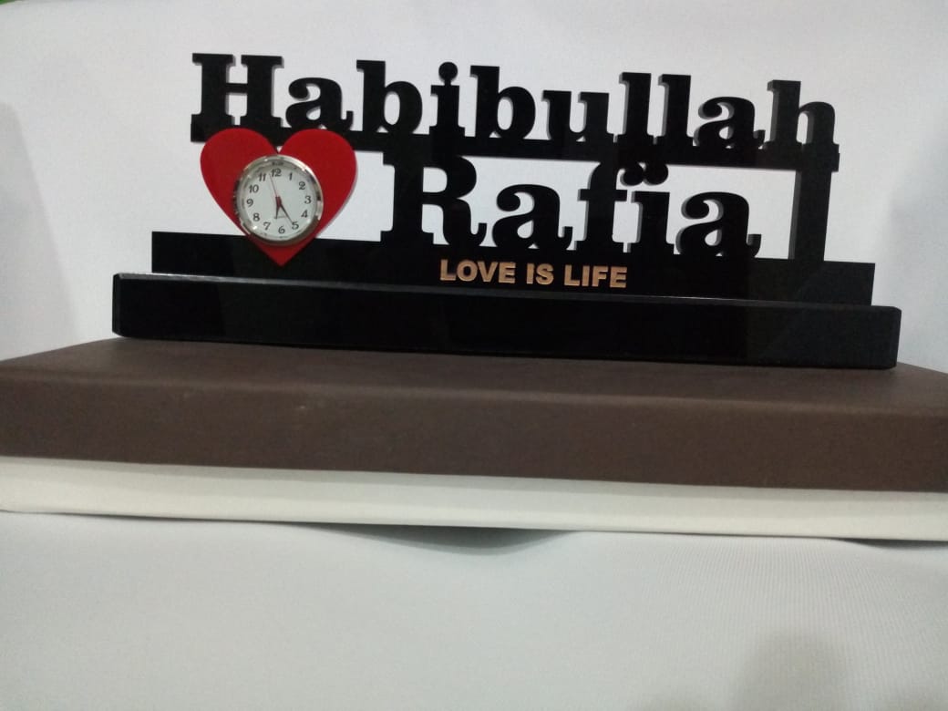 Double Layer Acrylic Name Clock