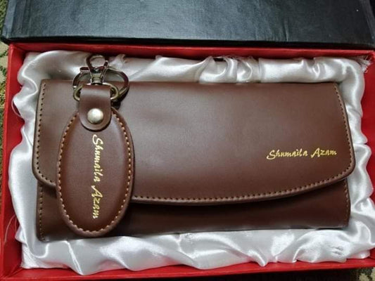 Ladies Leather Wallet Keychain Set