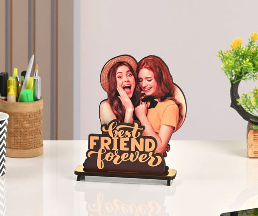 Creativegift.pk best friend forever photo stand featuring two happy women hugging on a white desk