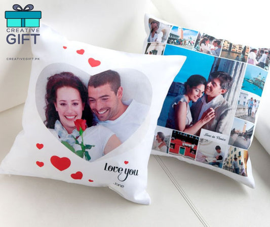 Customized gift for best friend birthday white pillow with romantic couple photo and love you text