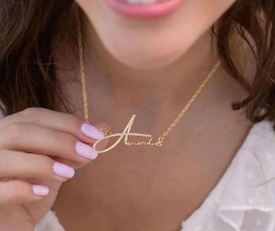 Signature Style Name Necklace With Diamond
