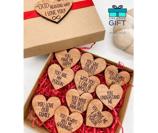 Personalized 10 reasons of Love | Wooden Heart Box | Valentine gift